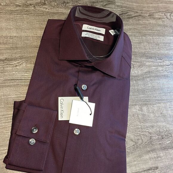 Calvin Klein Slim Fit Performance Dress Shirt-RUBY-15.5-34/35 - Picture 2 of 4